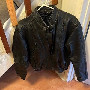Genuine Leather Black Biker Jacket size 8